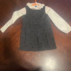 Janie and Jack Charcoal Polka Dot Dress with Bow